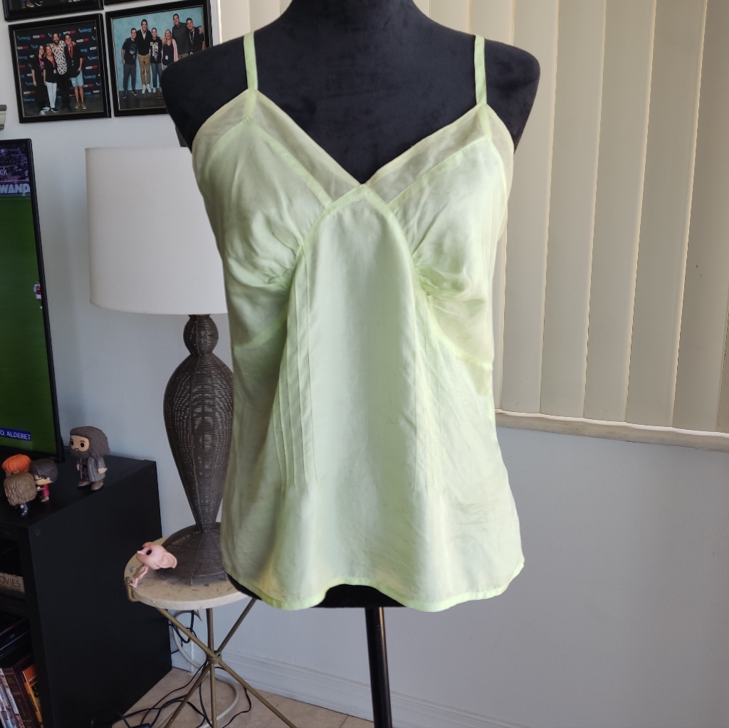 Antik Batik Vintage Lime Green Women's Spaghetti Strap Top Size S